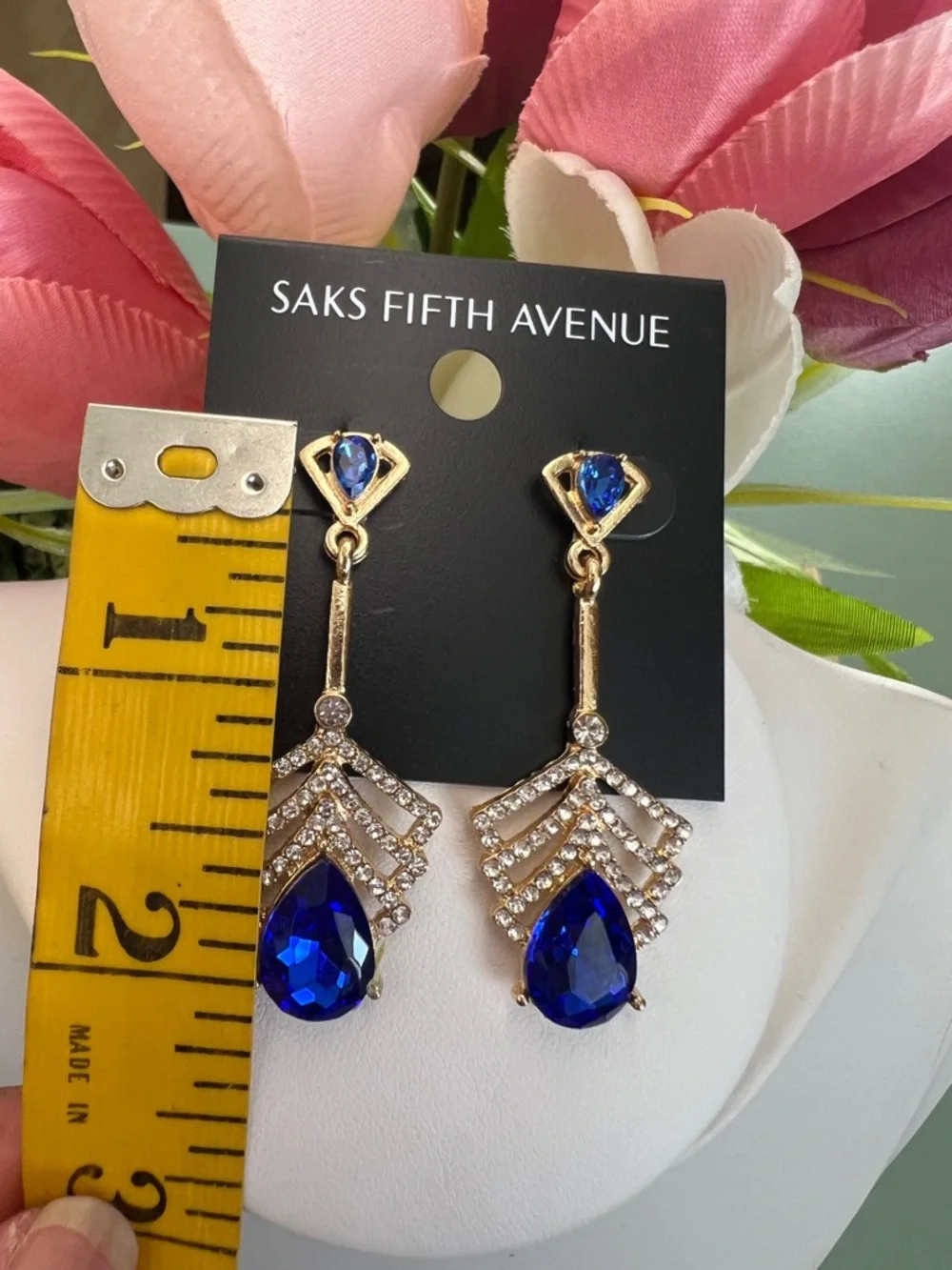 Saks Fifth Avenue Blue Teardrop Dangling Earrings